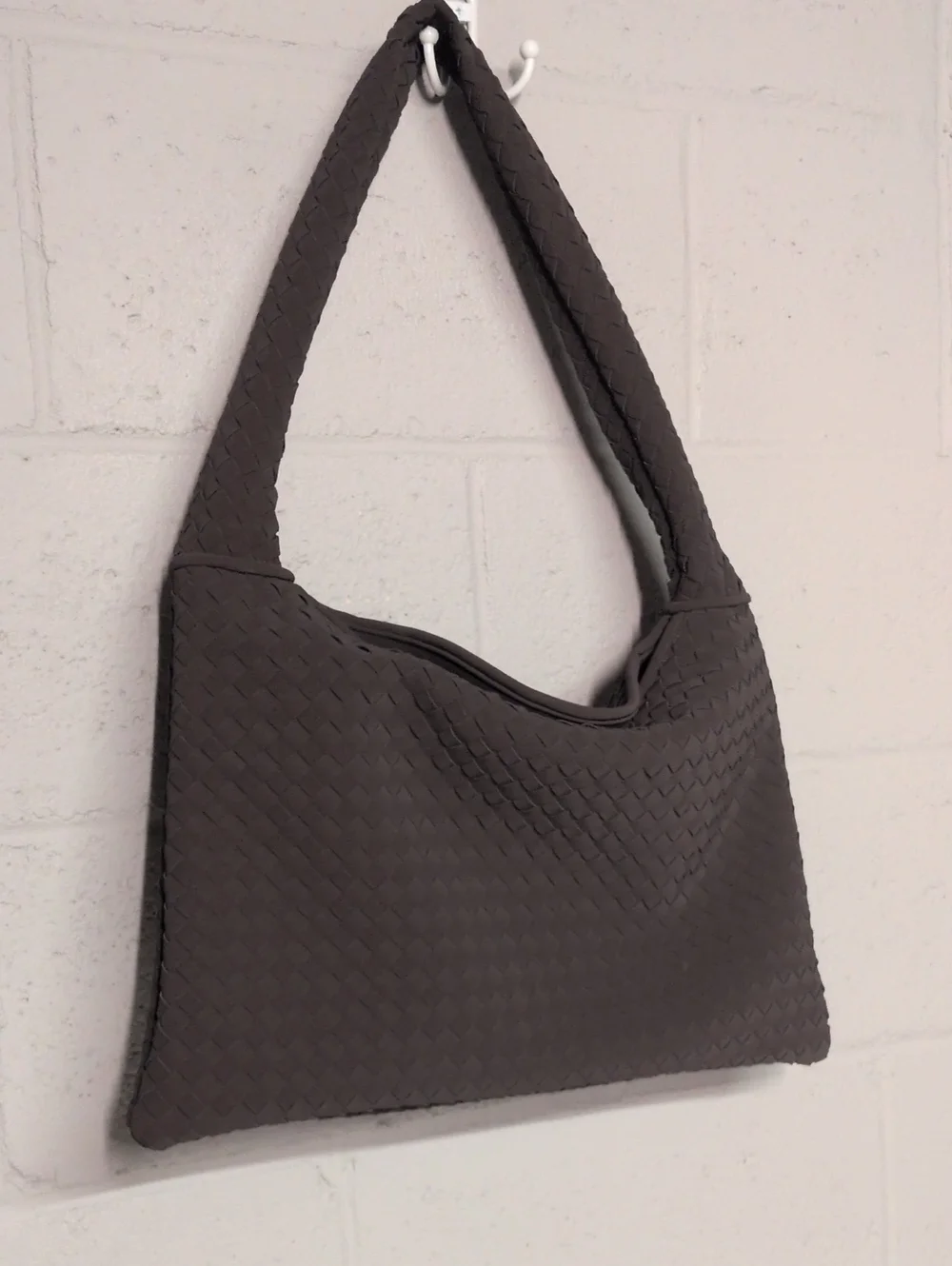 Brown Slouchy Woven Suede Hobo Bag Crossbody Crescent Shoulder Tote Purse NWOT